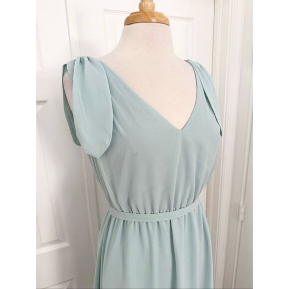 Monique Lhuillier Womens Bridesmaids Alix Gown Long Dress Aqua Blue Size 10 - Picture 2 of 8